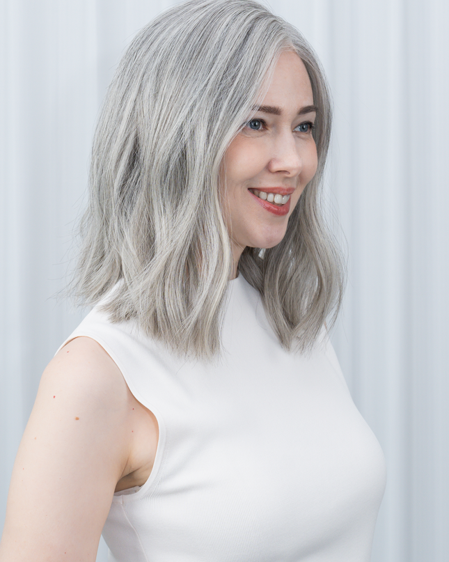 Sophia 12” | Silk-Inserted Lace Top Wig-Light Silver Grey Blend