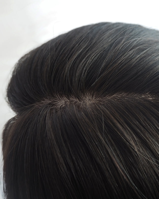 Aria | Human Hair Topper Silk Base in 8”x8'' Size-Darkest Brown