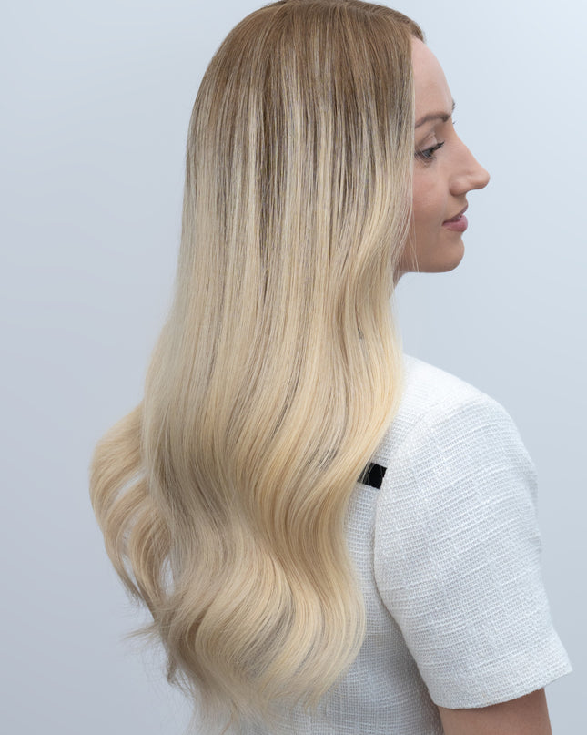 Eve 22” | Lace Top Remy Human Hair Wig- Rooted Warm Blonde Ombré