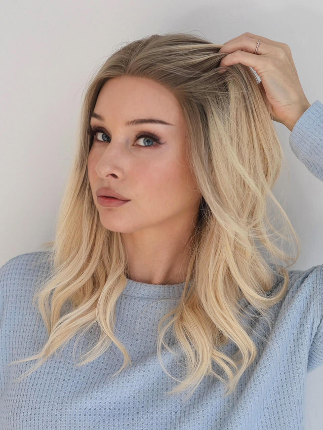 Raregen Genevieve 18” | Silk-Inserted Lace Top Wig- Creamy Blonde Ombre