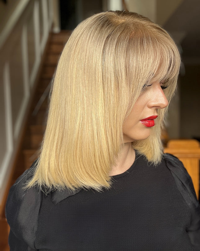 Charlotte-16" | Lace Top Remy Human Hair Wig- Golden Blonde