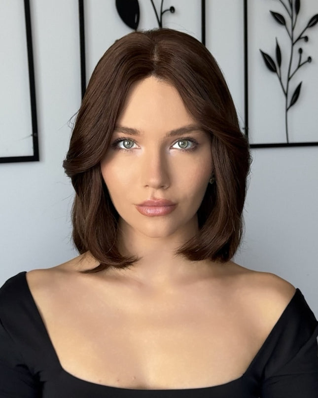 Ann-14"  | Lace Front Remy Human Hair Wig-Deep Chocolate Brown