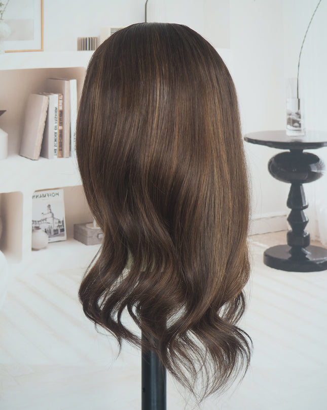 Athena |  Human Hair Topper Silk Base in 7”x7'' Size-130% Density