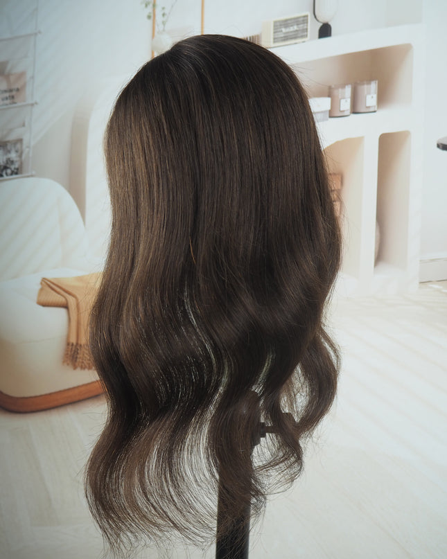 Anya| Human Hair Topper Silk Base in 6x6.5 Inch-Chocolate Brown