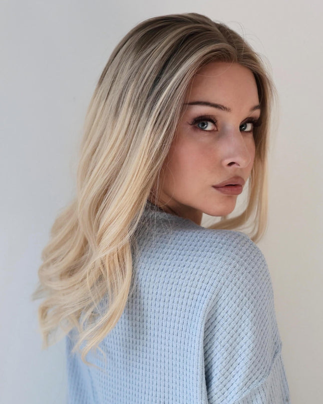 Raregen Genevieve 18” | Silk-Inserted Lace Top Wig- Creamy Blonde Ombre