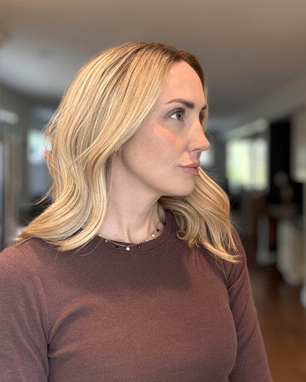 Raregen Barbara 14” | 100% Hand-tied Human Hair Wig-Beige Blonde with Subtle Dimension