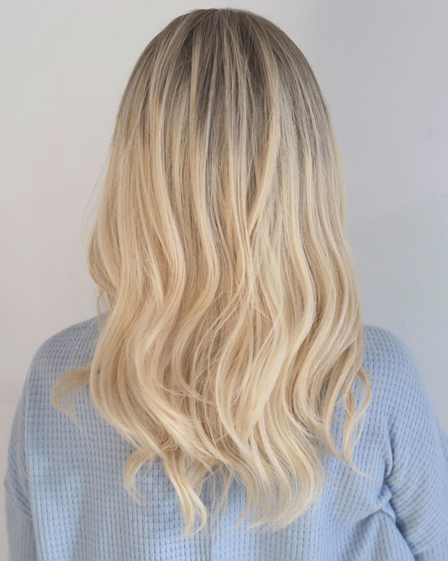 Raregen Genevieve 18” | Silk-Inserted Lace Top Wig- Creamy Blonde Ombre