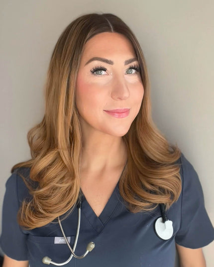 Raregen Velora 18” | Silk-Inserted Lace Top Wig-Honey Caramel Brown Melt