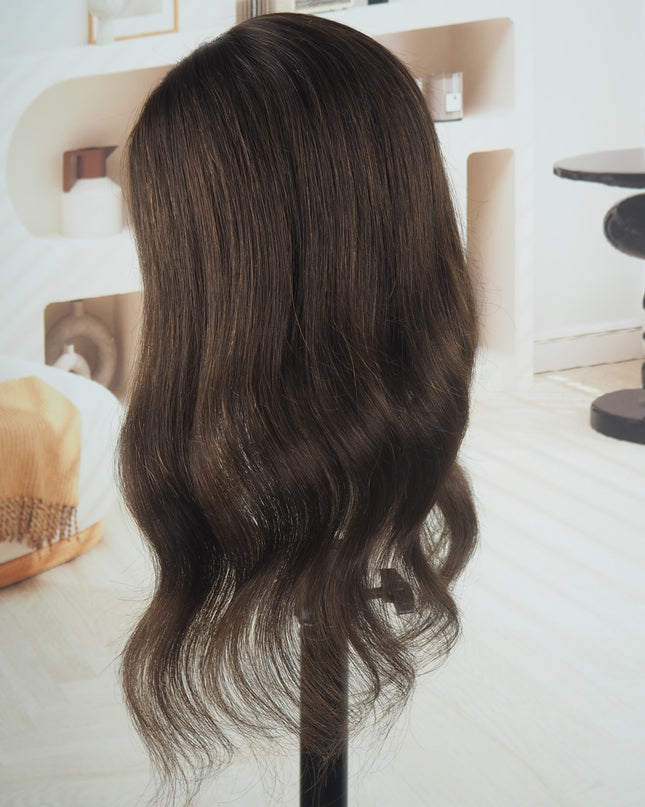 Anya| Human Hair Topper Silk Base in 6x6.5 Inch-Chocolate Brown