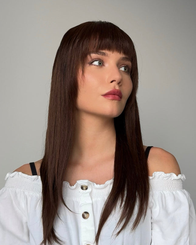 Carol | Lace Front Remy Human Hair Wig- Bang Hairstyle