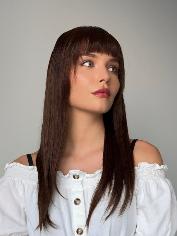 Carol | Lace Front Remy Human Hair Wig- Bang Hairstyle