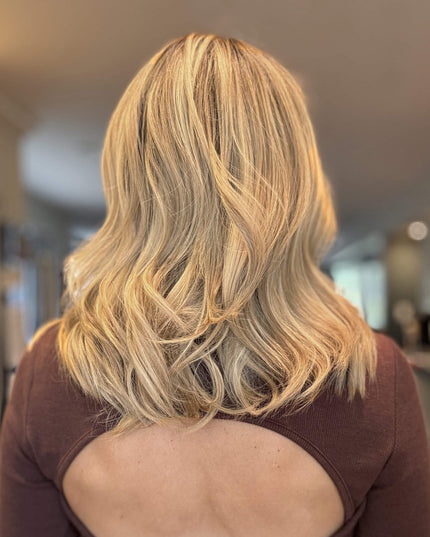 Raregen Barbara 14” | 100% Hand-tied Human Hair Wig-Beige Blonde with Subtle Dimension