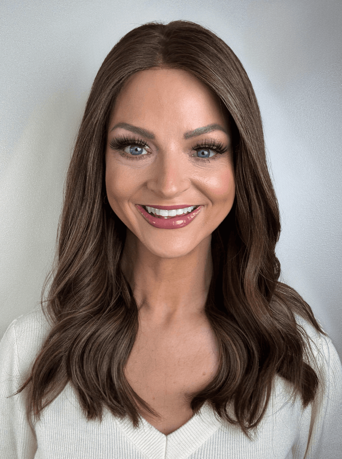 Amelia 18” | Silk-Inserted Lace Top Wig-Light Brunette with Subtle Golden Highlights