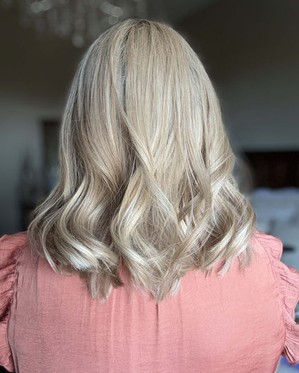 Raregen Dora 14” | Silk-Inserted Lace Top Wig-Ultra-light Blonde with Subtle Ash Root