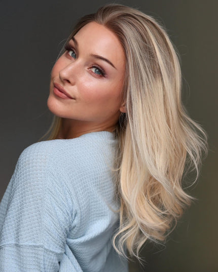 Raregen Genevieve 18” | Silk-Inserted Lace Top Wig- Creamy Blonde Ombre