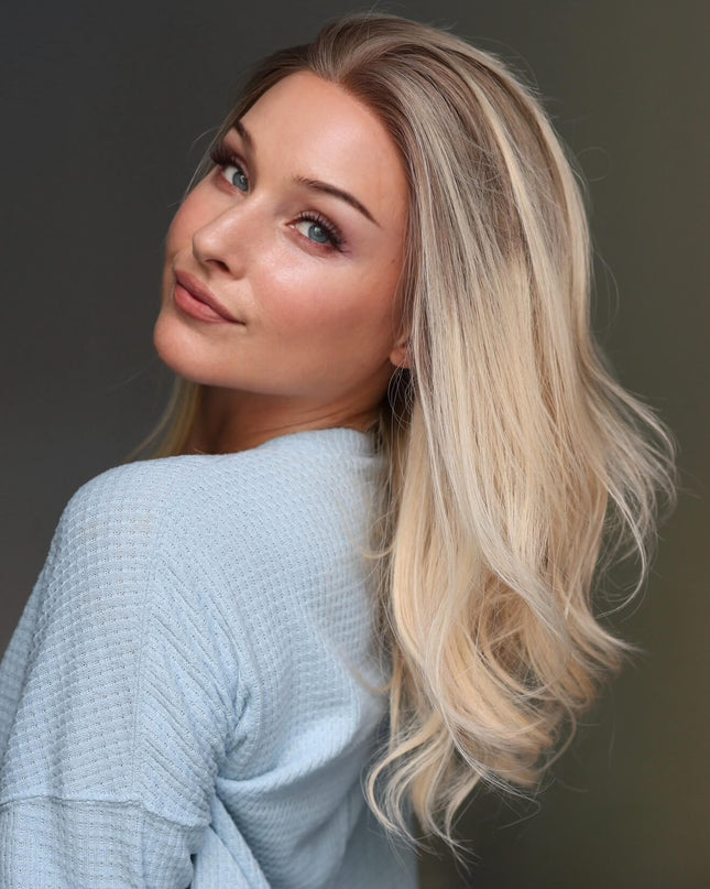 Raregen Genevieve 18” | Silk-Inserted Lace Top Wig- Creamy Blonde Ombre