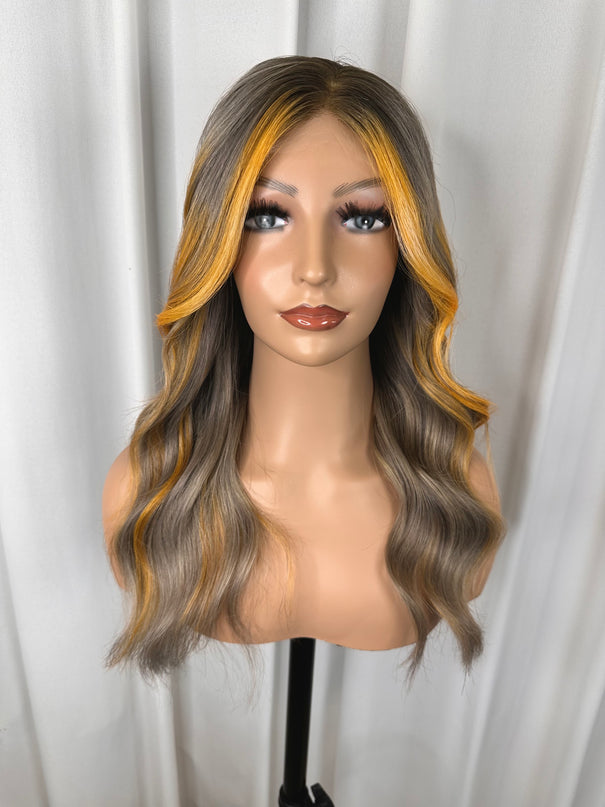 Donna | REMY HUMAN HAIR WIG-Ash Blonde Balayage with Lowlights