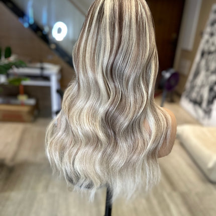 Bridget| Remy Human Hair Wig- Beige Blonde Balayage With highlights