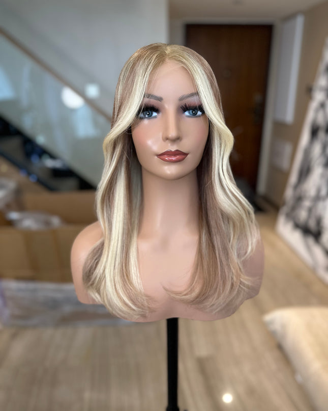 Fran| Lace Front Remy Human Hair Wig- Shoulder-length Layered Hair with Highlight bangs
