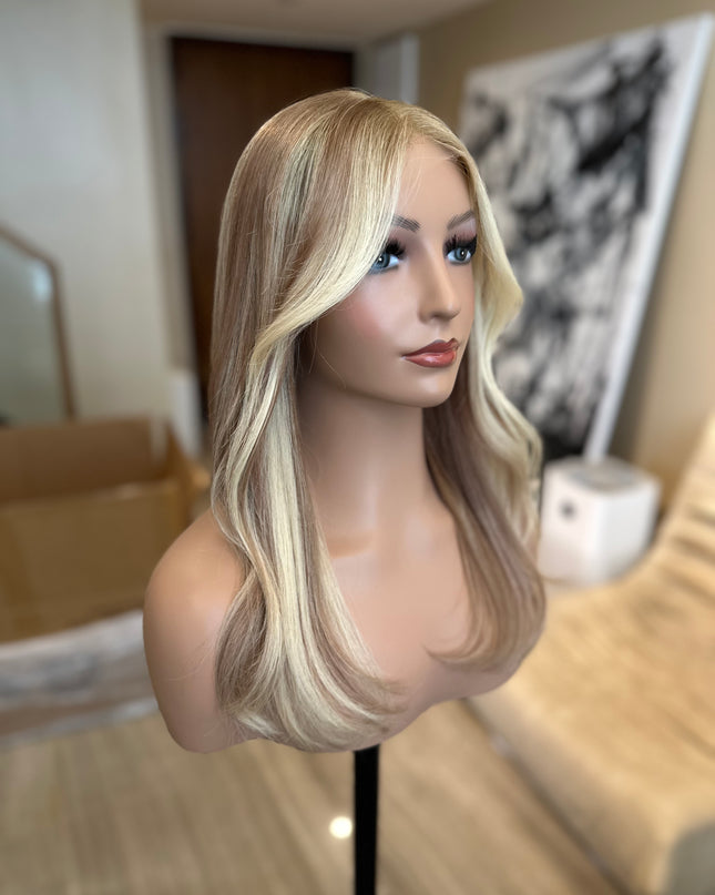Fran| Lace Front Remy Human Hair Wig- Shoulder-length Layered Hair with Highlight bangs