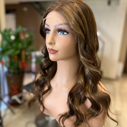 Chloe| Remy Human Hair Wig-Brunette Balayage with Highlights