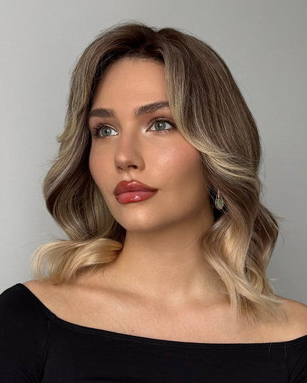 Adela | Lace-Front-Perücke aus Remy-Echthaar – Aschbeigeblond Ombre