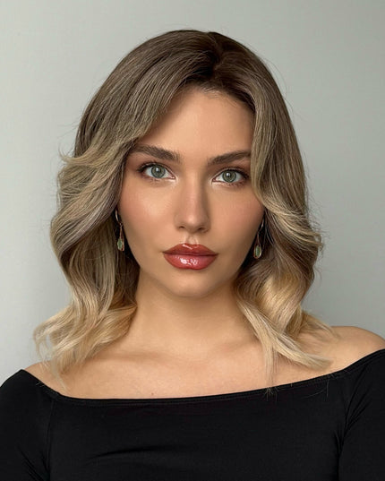 Adela | Lace-Front-Perücke aus Remy-Echthaar – Aschbeigeblond Ombre