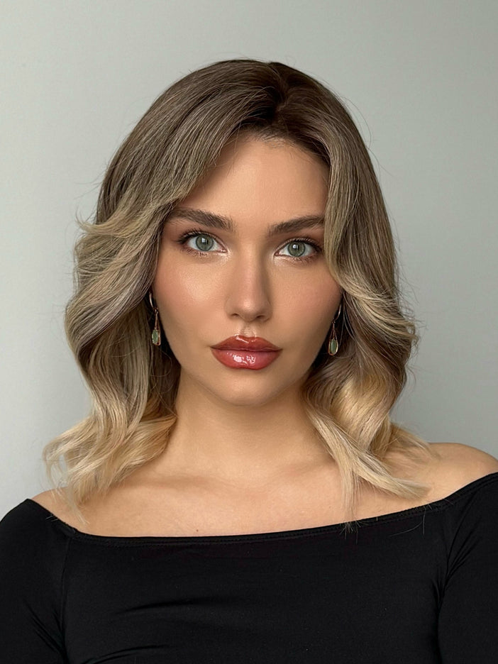 Adela | Lace-Front-Perücke aus Remy-Echthaar – Aschbeigeblond Ombre