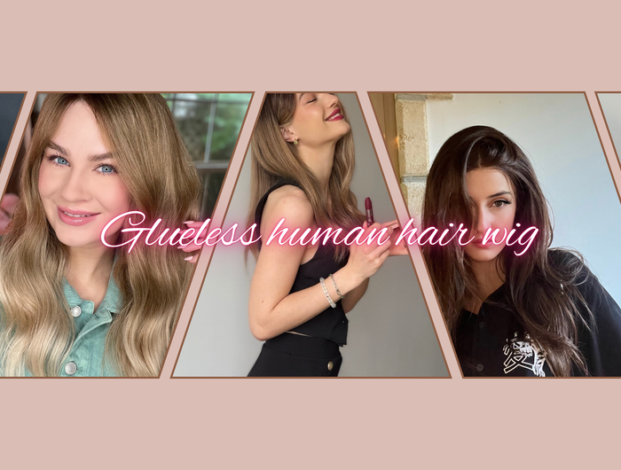 Human hair glueless wigs top