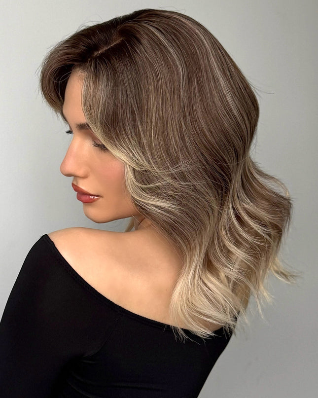 Adela| Lace Top Remy Human Hair Wig- Ashy Beige Blonde Ombre