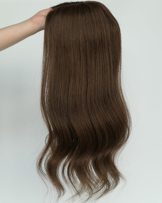 Amber | Human Hair Topper Silk Base in 6x6.5 Inch - Chestnut Brown - Raregen Hair