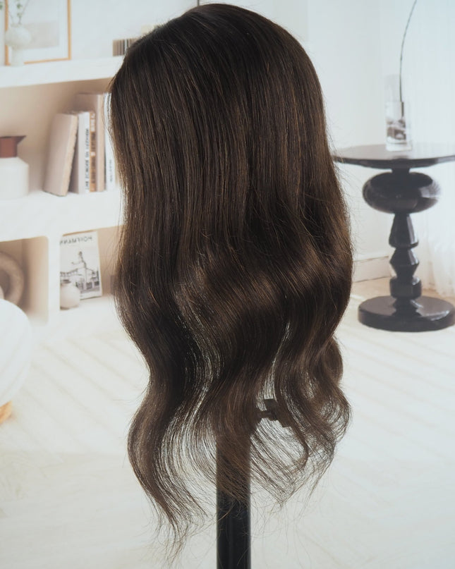 Anya| Human Hair Topper Silk Base in 6x6.5 Inch - Chocolate Brown - Raregen Hair