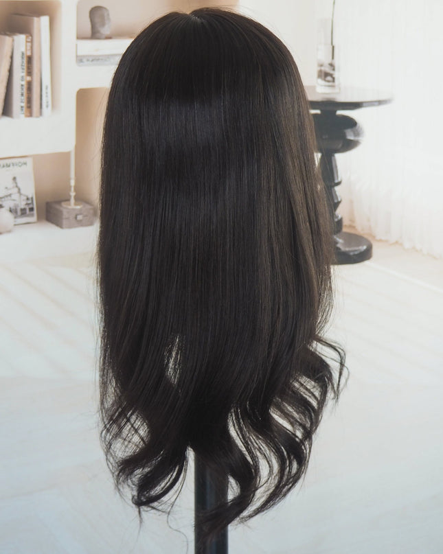 Aria | Human Hair Topper Silk Base in 8”x8'' Size - Darkest Brown - Raregen Hair