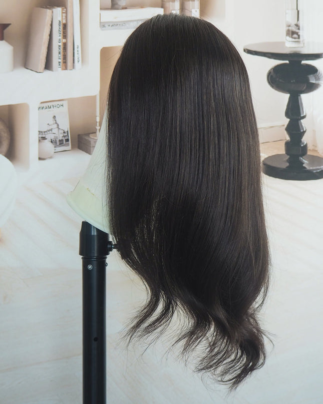Aria | Human Hair Topper Silk Base in 8”x8'' Size - Darkest Brown - Raregen Hair