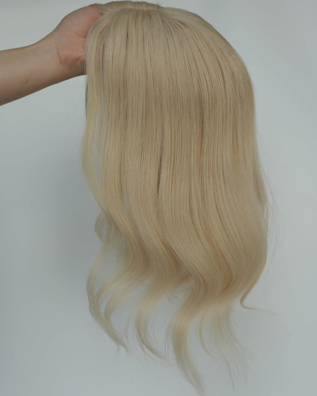 Aspen | Human Hair Topper Silk Base in 6x6.5 Inch - Platinum Blonde - Raregen Hair