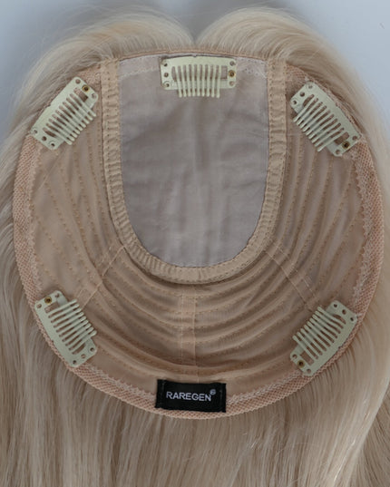 Aspen | Human Hair Topper Silk Base in 6x6.5 Inch - Platinum Blonde - Raregen Hair