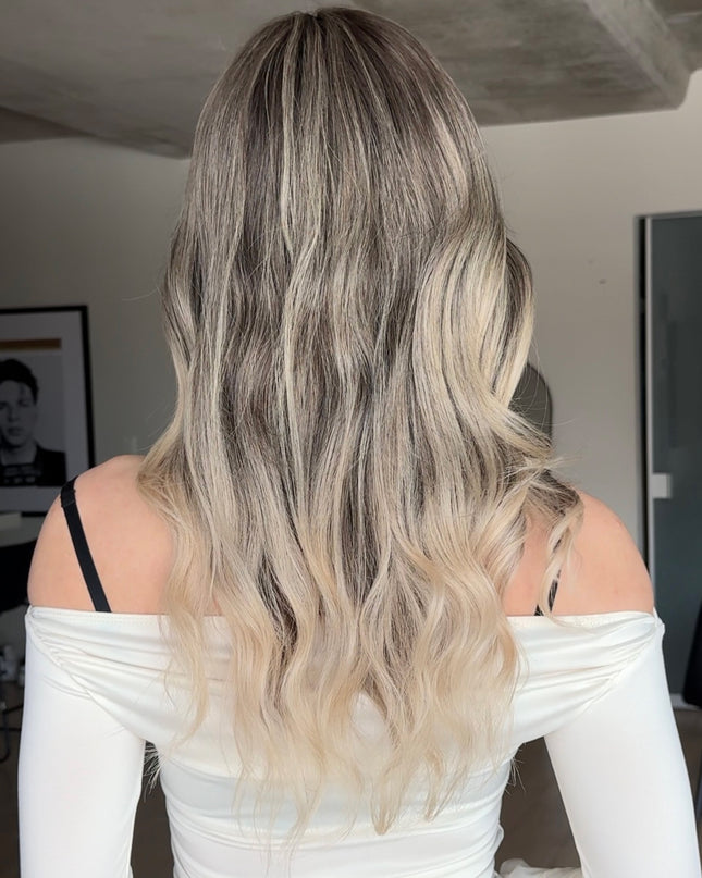 Ada |  Lace Top REMY HUMAN HAIR WIG- Rooted Ash Blonde Balayage