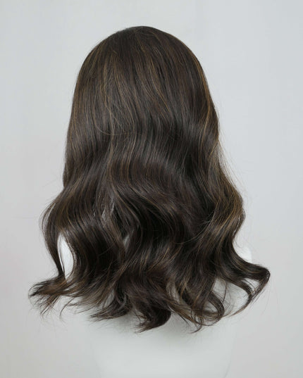 Raregen Clarice 18” | Silk-Inserted Lace Top Wig- Dark Brown with Highlights & Money piece