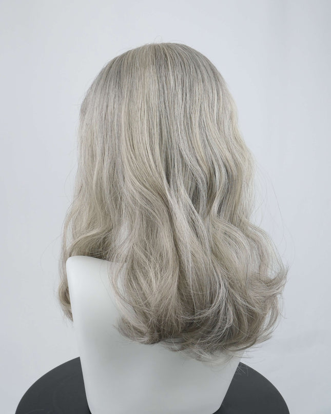 Raregen Sophia 18” | 100% Hand-tied Human Hair Wig-Light Silver Grey Blend