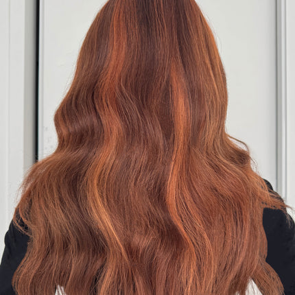 Gemma| Lace Front Remy Human Hair Wig- Sunset Auburn Highlight