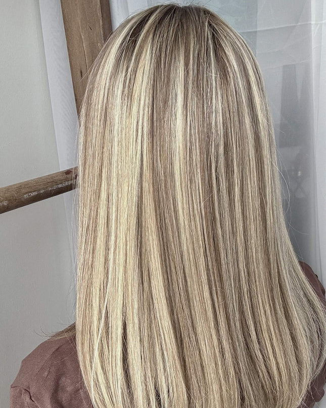 Raregen Ravelle 16” | Lace Top Remy Human Hair Wig-Soft Beige Ash Blonde Blend