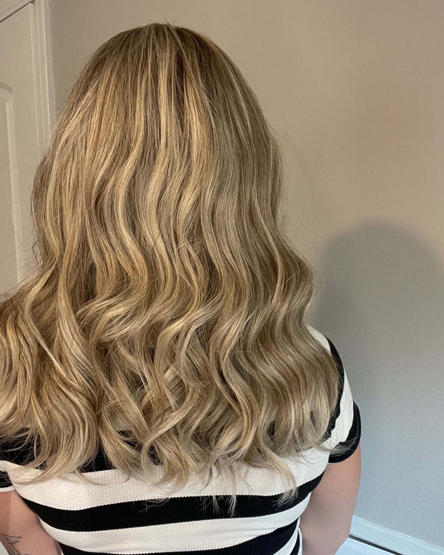 Hedy 18” | 100% Hand-tied Human Hair Wig -Misty Beige Blonde