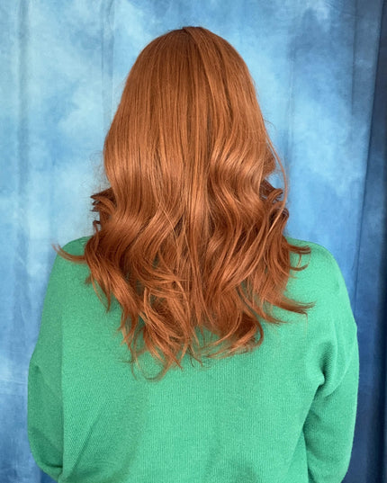 Raregen Reha 18” | Silk-Inserted Lace Top Wig-Soft Copper Ginger with Shadow Root