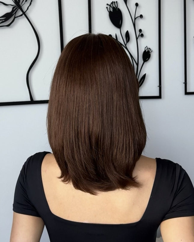 Ann-14"  | Lace Front Remy Human Hair Wig-Deep Chocolate Brown