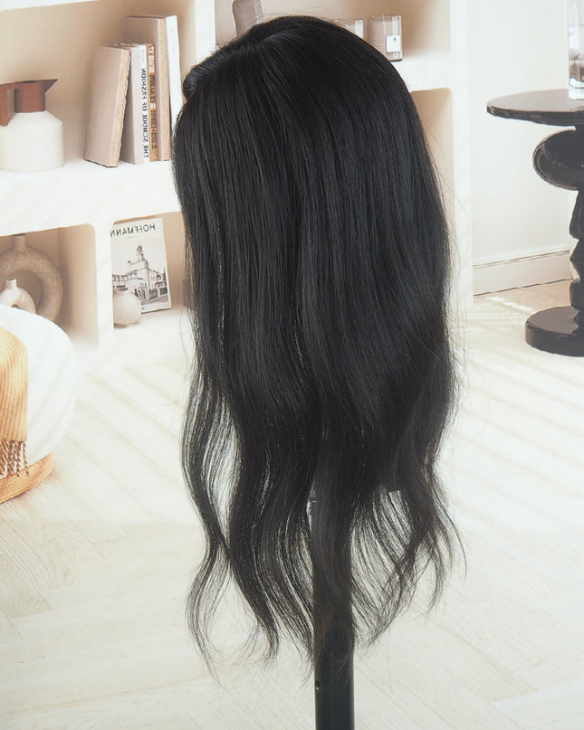 Blair | Human Hair Topper Silk Base in 6x6.5 Inch - Natural Black - Raregen Hair