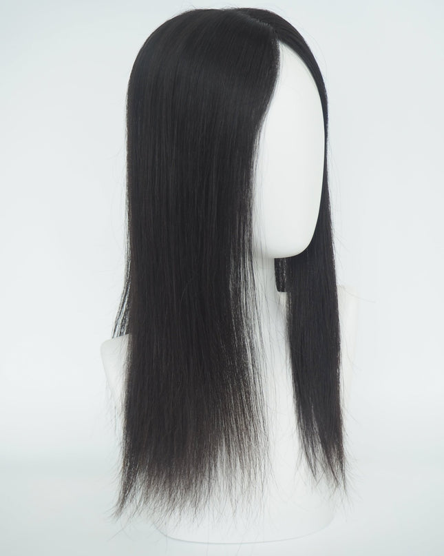 Blair | Human Hair Topper Silk Base in 6x6.5 Inch - Natural Black - Raregen Hair