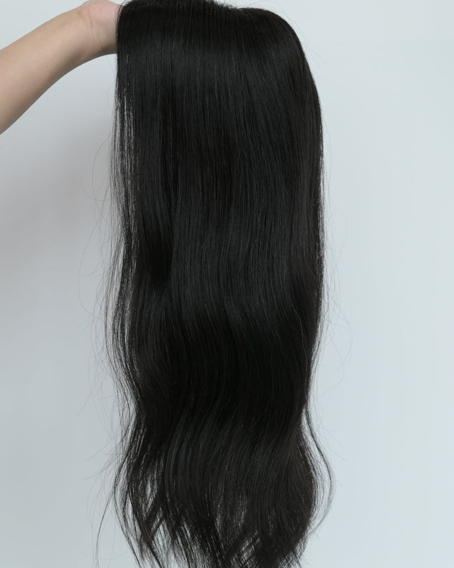 Blair | Human Hair Topper Silk Base in 6x6.5 Inch - Natural Black - Raregen Hair