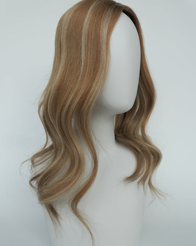 Carmen | Human Hair Topper Silk Base in 6x6.5 Inch - Rooted Warm Honey Glow - Raregen Hair