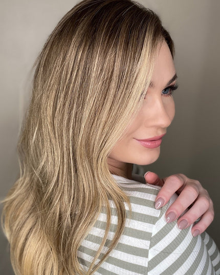 Celine| Lace Top Remy Human Hair Wig - Honey Blonde Balayage - Raregen Hair