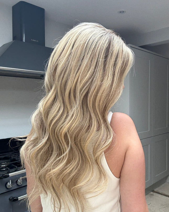 Chaya 22” | 100% Hand - tied Human Hair Wig - Mix of light blonde and subtle darker shades - Raregen Hair